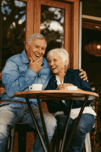 Couple enjoying coffee